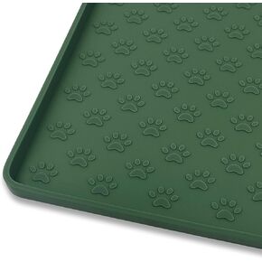 Pet Placemat for Dog and Cat, Waterproof Silicone Pet Feeding Bowl Mats for Food and Water, Small Medium Large Dogs Mat Prevent Residues from Spilling to Floor, Hunter Green, 18" 12"