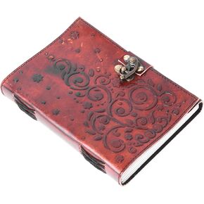 Vintage Brown Flower Embossed Leather Journal For Writing - Antique Deckle Edge Paper Book of Shadows Vintage Clasp Lock Aesthetic Daily Writing Vintage leather Travel Diary, Sketchbook Christmas Gift Ideal For Men & Women