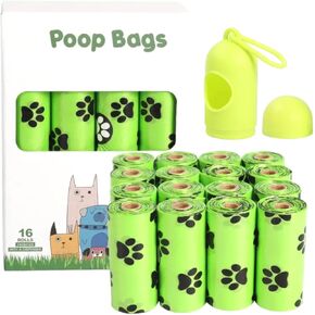 Biodegradable 240 Count Unscented 13" x 9" Dog Poop Bags Rolls, Leakproof strong Poop Bags for Dogs, Dog Bags for Poop, Dog & Cat Poop Bags Cats Litter, Green