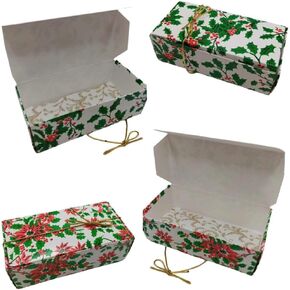 Oasis Supply, Christmas Holiday Candy Boxes - Kit includes Box, Pad & Gold Stretch Loop Ribbons | - Assorted Boxes and Sizes - 3 Each size - 12 Total