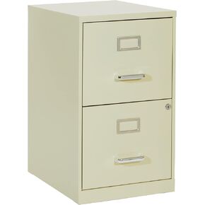 OSP Home Furnishings 2 Drawer Locking Metal File Cabinet, Tan