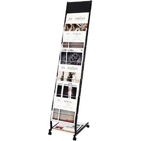 PATIKIL Detachable Magazine Display Racks Floor Standing 6 Layers Brochure Stand Catalog Literature Holder with 4 Wheels for Hotel, Exhibition, Office in Kuwait