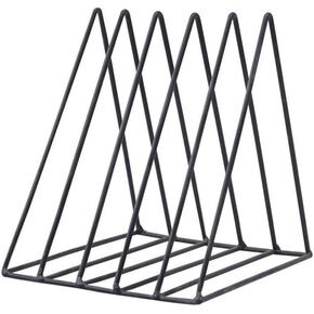 1 Piece Book Organizer Holder Rack Metal Triangle File Stand Holder File Organizer Storage Rack Magazine Organizer Holder Rack Vinyl Record Stand Holder Storage(Black, 5 Slots)