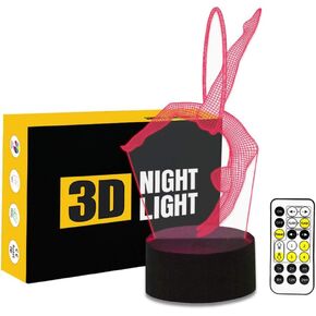 Gymnastics 3D Optical Illusion Lamp 7 Colors Change Timing Remote Control and Touch Button LED Table Desk Lamp for Home Bedroom Decoration