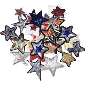 30 PCS Five-Pointed Star Patches Embroidered Patches Sew On/Iron On Patch Applique Clothes Dress Plant Hat Jeans