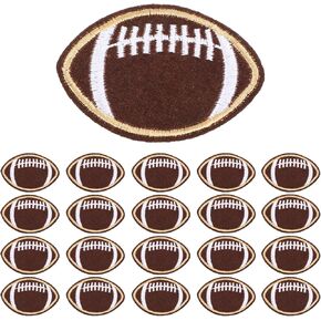 20Pcs Football Iron On Patches, Dark Brown Iron Patch, Sew On Embroidered Applique Decoration for Clothes Jeans Jacket Hat Dress DIY Accessories