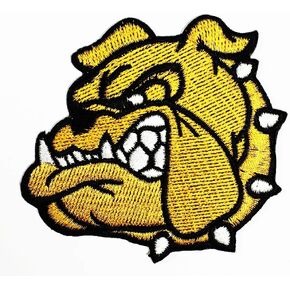 Head Bulldog Pitbull Face Left Yellow Cartoon Animal Iron on Embroidered Patch Supplies for Jacket Bags Jeans Backpack Clothes DIY