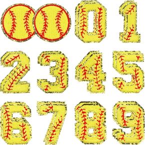 22 Pcs Softball Iron On Patches Chenille Number Patches Embroidery Sew On Applique Iron On Numbers Baseball Patches for Hats Bags DIY Clothing Repair