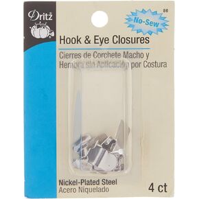 Dritz No-Sew Hook & Eye Closures, 4 Sets, Nickel