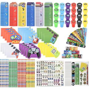 168Pcs Video Game Party Favors Video Gamer Birthday Supplies Team Rewards Video game Pencils Stampers Pinata Goody Stuffer Teen Girl Boy Classroom games Rewards School Office Supplies