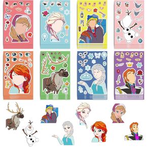 8 Sheets Frozen Princess Stickers Make Your Own Kids Girls Frozen Anime Character Make a Face Decals Classroom Rewards Art Craft Party Gifts Supplies Guitar Laptops Decorative DIY Stickers