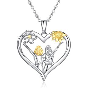 AOBOCO 925 Sterling Silver Brother and Sister Necklace for Sister from Sisters Brother Austrian Crystal Brother Sister Necklace Birthday Christmas Jewelry Gifts for Boys Girls Sisters Friends