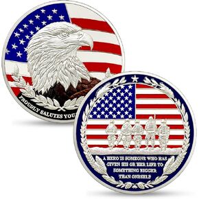 Military Challenge Coins - 1 Pcs Nation's Gratitude Military Coins Thank You Veterans Proudly Saluting Veterans Challenge Coin Honoring Our Veterans Military Appreciation Gift