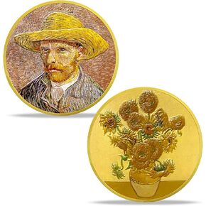 Vincent Van Gogh Painting Self-Portrait Souvenir Coin - Wheat Field with Cypress