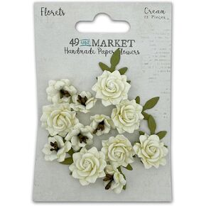 49 AND MARKET Cream Florets Paper Flowers 12 Count