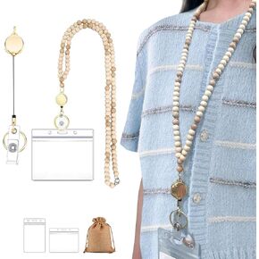 LINICE Lanyards for ID Badges and Keys Cute Beaded Teacher Lanyard Stylish Holder for Women, Teachers Accessories