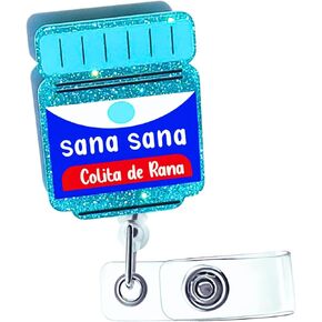 Badge Reel - Nurse Reels Retractable Nursing, Cute Sana Sana Colita de Rana, CNA Funny Clip Badger, Phlebotomy Accessories, Medical Name Tag, Office Badge Gift