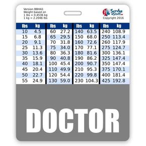 Doctor Badge Buddy Horizontal w/Height & Weight Conversion Charts (Standard, Red)