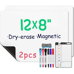 Magnetic Dry Erase Board for Fridge, Whiteboard Sheet for Refrigerator, White Board Blank Notepad for Wall, Kitchen, Home Planner and Organizer, Includes To-Do List (Small 21*30cm(2 sheets))
