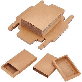 BENECREAT 20 Pack Brown Kraft Paper Drawer Boxes, 5.3x3.8x1 Inch Rectangle Kraft Paper Gift Box Cookie Boxes for Wedding Party Gifts, Jewellery Packaging
