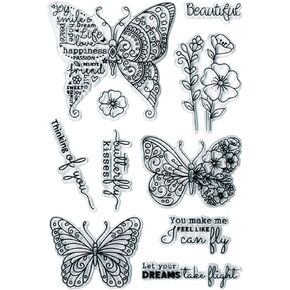 Forever in Time Clear Reusable Stamps Butterflies Beautiful Stamps for Card Making, Craft Decoration and Scrapbooking 10 Count