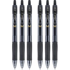 PILOT G2 Premium Refillable & Retractable Rolling Ball Gel Pens, Fine Point, Black Ink, 6 Pack