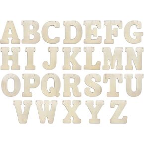 5 Inch 66 Pieces Wooden Letters Unfinished Wood Alphabet Letters for Crafts (2 Sets of A-Z with Extra Vowels)