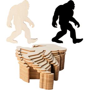 Bigfoot Sasquatch Shaped Wood Wall Art Unfinished Ornaments for Door Hanger Decor Halloween Christmas Wedding Birthday Party Thanksgiving Day Decoration 20Pcs.