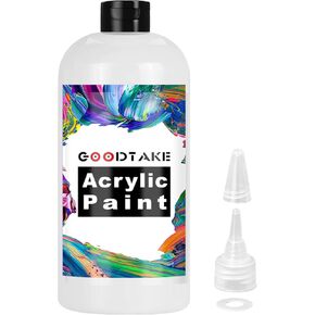 GOODTAKE White Acrylic Paint, Titanium White Paint (200ml / 7oz) Bottle, Art Craft Paints for Canvas Painting, Rock, Stone, Wood, Fabric, Art Supplies (White, 7 Fl Oz)