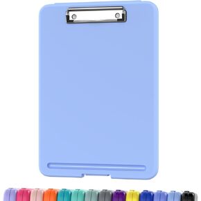 Clipboard with Storage, 8.5 x 11" Storage Clipboard with Low Profile Clip, Heavy Duty Nursing Clipboards Foldable, Coaches Clipboard for Classroom, Teacher, Office School Supplies(Black).