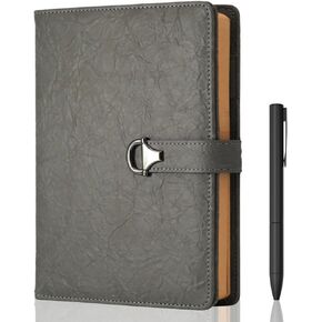 Journal for Men, Vintage Leather Diary for Writing, A5 240 Kraft Pages College Ruled Notebook, Refillable Planner Organizer with Metal Pen and Gift Box (Vintage Gray Magnetic Buckle)