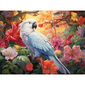 Reofrey DIY Diamond Art Kits for Adults Parrot, Animal Full Drill Round Rhinestone Diamond Painting Kits for Adults, Cross Stitch Embroidery Canvas for Crafts Home Wall Decor 30x40cm