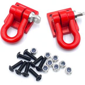 RCLIONS 1/6th Red Trailer Tow Hook Buckle Winch D Shackles for AXIAL SCX6 AXI05000 JLU SCX6-II RC Crawler Car Accessories