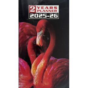 2025-2026 2-Year 2YR Monthly Pocket Purse Planner Calendar Appointment 3x6 6x4 (Flamingo Tropical Birds)