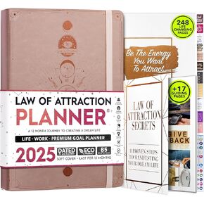 Law of Attraction Planner 2025 - Weekly and Monthly Planner, 12 Month Journey to Increase Productivity & Enhance Organization | Life Organizer, Gratitude Journal, Hourly Planner, To Do List | 2025 Planner - Vision Board, Gift Box & Planner Stickers