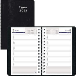 Blueline® 2025 DuraGlobe™ Daily Appointment Book, 12 Months, January to December, Twin-Wire Binding, 8" x 5", Black (C210.21T-25)