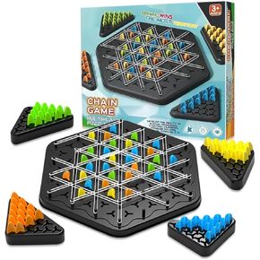 Chain Triangle Chess Game,Triggle Board Game,Strategy Board Game for Family Game Nights, Suitable for 2-4 Players