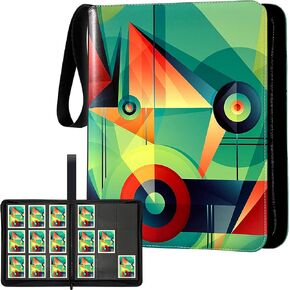 Colorful PU Leather Trading Card Binder, Baseball Card Binder, 9 Pockets Football Card Book Holder, Card Holder with Strap, Binder for Collectible Cards Storage