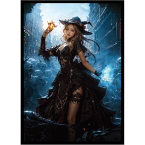 100 PCS MTG Card Sleeves with 100 PCS Perfect Fit Sleeves, Art Matte Card Sleeves with Inner Sleeves - Fit Standard Size Cards - Necromancer and Amulet of Soul