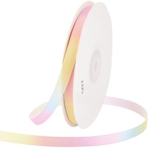 PH PandaHall 50 Yards Rainbow Ribbon Light Gradient Colors Ribbon 10mm Satin Polyester Ribbon Single Face Colorful Printed Ribbon for DIY Clothing Holiday Wedding Decor Gift Wrapping Bow Making