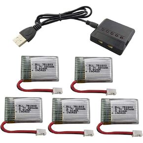 5PCS 3.7V 220mAh Batteries with 5 in 1 Charger for E010 GoolRC T36 NINHUI NH010 F36 JJRC H36 HS210