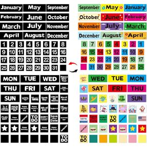 Magnetic Calendar Numbers Double-sided Month Week and Holiday Magnets Labels for Calendar Whiteboard Classroom Teacher Supplies School Home Office
