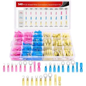 Nilight - 50025R 50pcs Solder Seal Wire Connector, Solder Seal Heat Shrink Butt Connectors,Electrical Waterproof Insulated Marine Automotive Copper(23Red 12Blue 10White 5Yellow),2 Years Warranty in Saudi Arabia