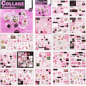 Scrapbook Sticker Book for Adults, 20 Sheets Pre-Cut Vintage Aesthetic Journal Stickers Quotes Stickers Ephemera Sticker Book Inspirational Journaling Stickers for Planner Bullet Junk Journal Laptops