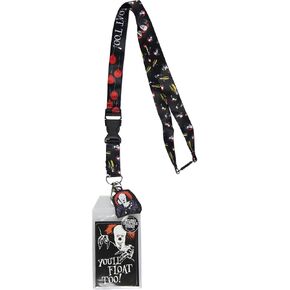 IT Pennywise Clown You'll Float Too! Breakaway ID Badge Holder Lanyard w/Rubber Pendant and Collectible Sticker