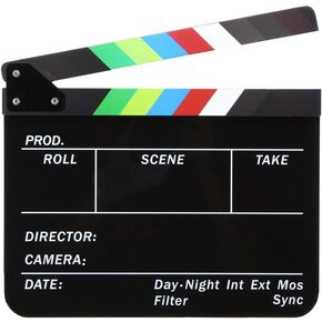Acrylic Clapboard 9.6x11.7" /25x30cm Dry Erase Director Film Movie Clapper Board Slate with Color Sticks - Black