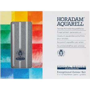 Schmincke - HORADAM® AQUARELL, Exceptional Colors Set, 9 x 1/2 Pans, 74 643 097, Metal Box, Painting Set, Finest Watercolors