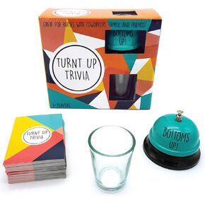 Turnt Up Trivia Card Games for Adults - Call Bell Card Games for Adults - Trivia Games for Family - Friends Trivia for Bachelor, Birthday Parties - Trivia Game with 1.5 Oz Shot Glass 44 Ml