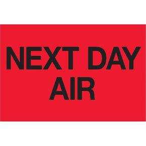 Tape Logic Aviditi Tape Logic 2" x 3","Next Day Air" Fluorescent Red Sticker, for Shipping, Handling, Packing, and Moving (1 Roll of 500 Labels)