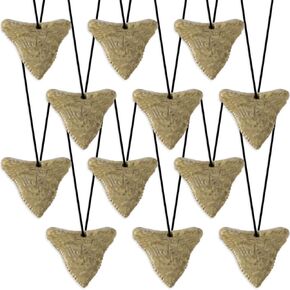 ArtCreativity Prehistoric Shark Tooth Necklaces, Set of 12, Rubber Shark Tooth with a Striking Aged Look, Shark and Dinosaur Party Favors for Kids, Fun Goodie Bag Fillers for Boys and Girls
